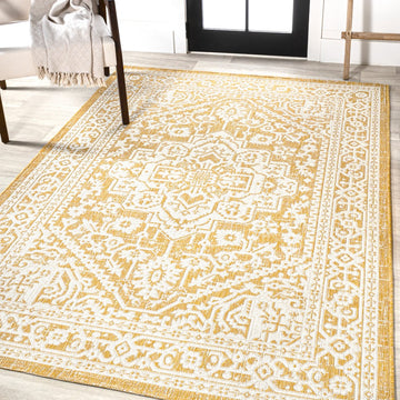 Sinjuri Medallion Textured Weave Indoor/outdoor Area Rug